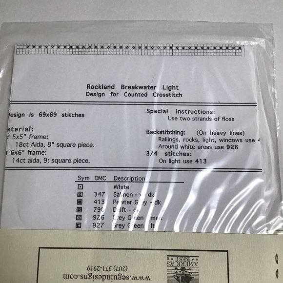 Seguin Designs Counted Cross Stitch PATTERN ONLY Rockland Breakwater Lighthouse - Picture 4 of 4